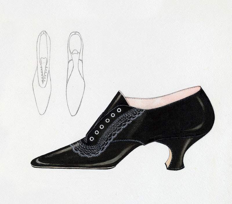 1950s suede high heel with peep toe-Black-Margaret