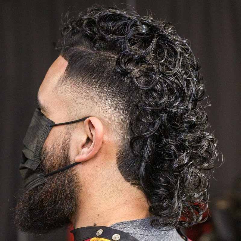 curly mohawk fade hairstyle 