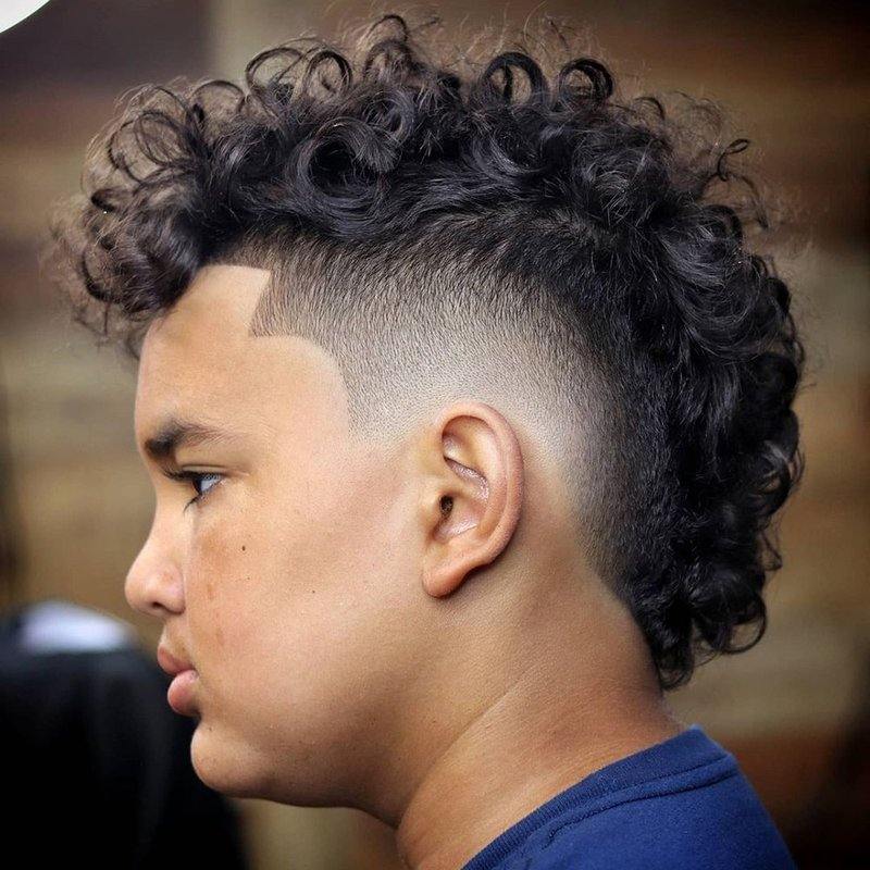 curly mohawk fade hairstyle