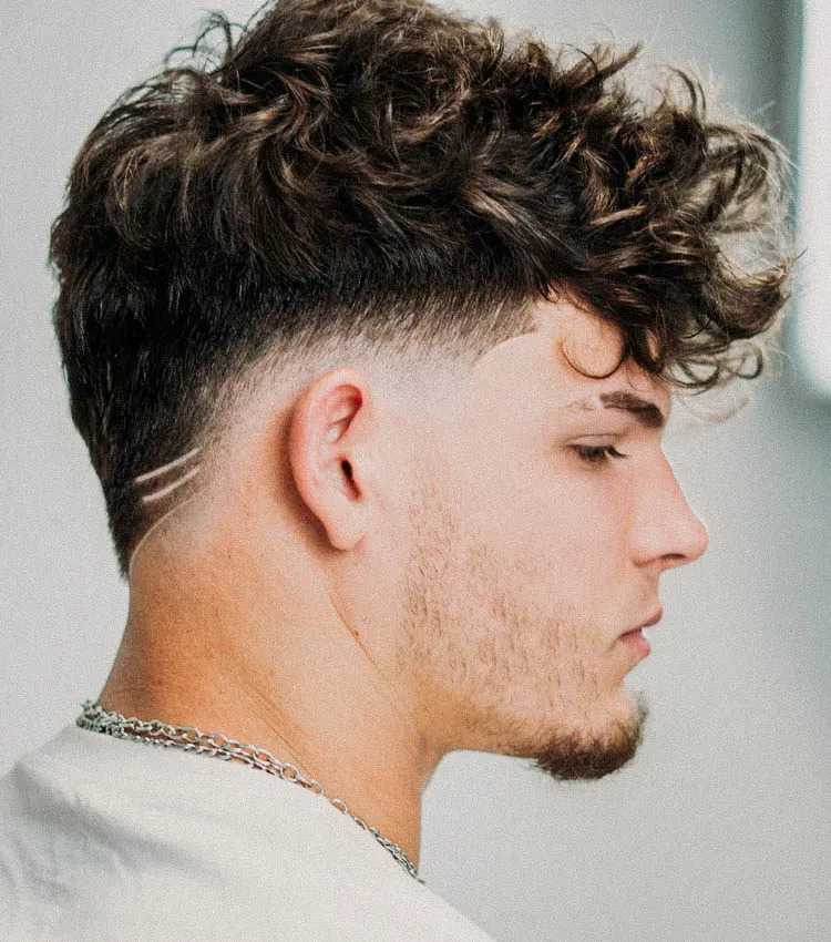  messy curly crop with taper fade 